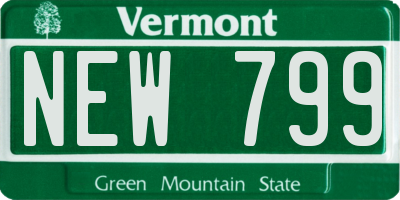VT license plate NEW799