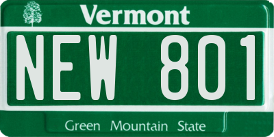 VT license plate NEW801