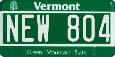 VT license plate NEW804