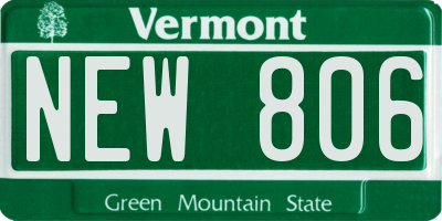 VT license plate NEW806