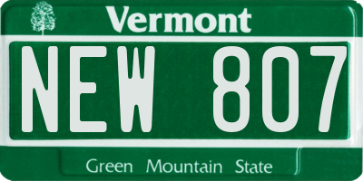 VT license plate NEW807