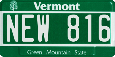 VT license plate NEW816