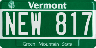 VT license plate NEW817