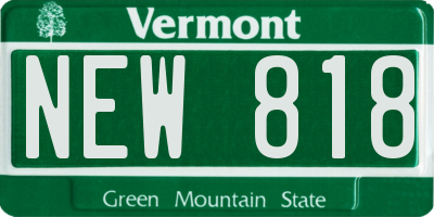 VT license plate NEW818