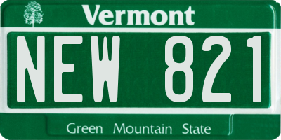 VT license plate NEW821