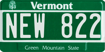 VT license plate NEW822