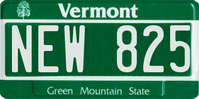 VT license plate NEW825