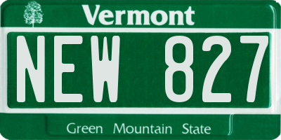 VT license plate NEW827