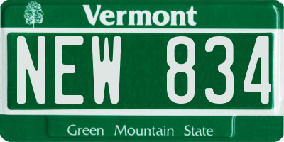 VT license plate NEW834