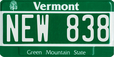 VT license plate NEW838