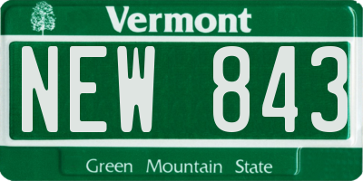VT license plate NEW843
