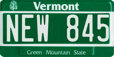 VT license plate NEW845