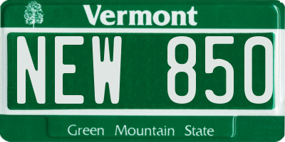 VT license plate NEW850