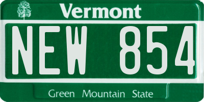 VT license plate NEW854