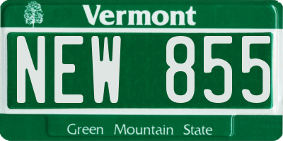 VT license plate NEW855