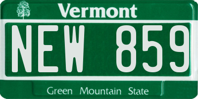 VT license plate NEW859