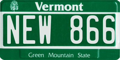 VT license plate NEW866