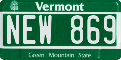 VT license plate NEW869