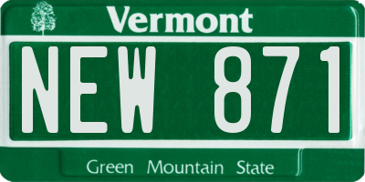 VT license plate NEW871