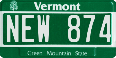 VT license plate NEW874
