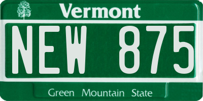 VT license plate NEW875