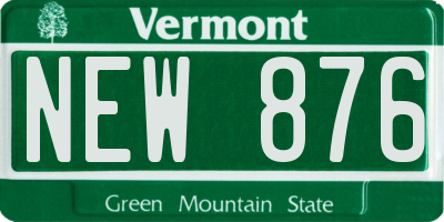 VT license plate NEW876
