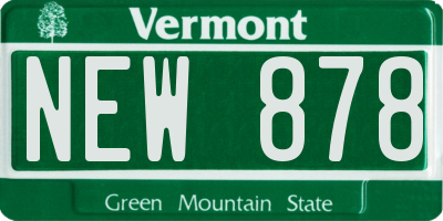 VT license plate NEW878