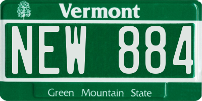 VT license plate NEW884