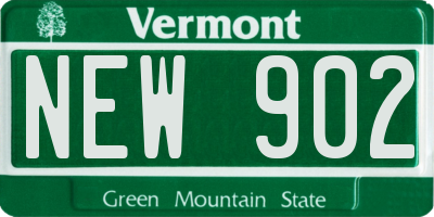 VT license plate NEW902