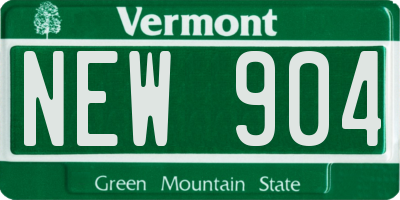 VT license plate NEW904