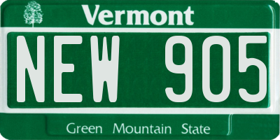 VT license plate NEW905
