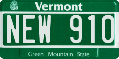 VT license plate NEW910
