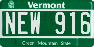 VT license plate NEW916