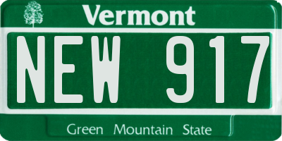 VT license plate NEW917