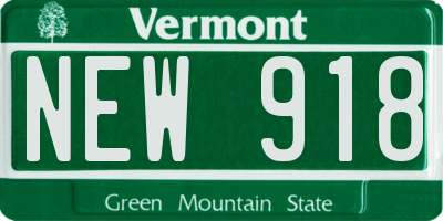 VT license plate NEW918