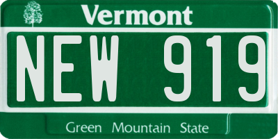 VT license plate NEW919