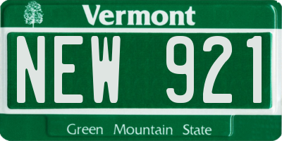 VT license plate NEW921