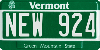VT license plate NEW924
