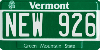 VT license plate NEW926