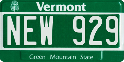 VT license plate NEW929