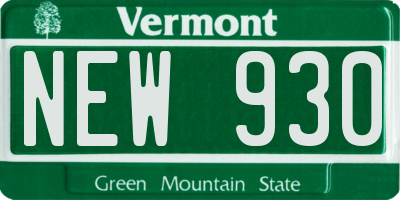 VT license plate NEW930