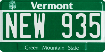 VT license plate NEW935
