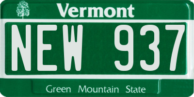 VT license plate NEW937