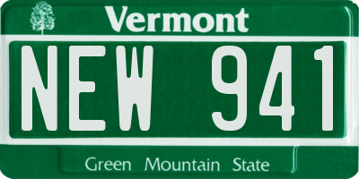 VT license plate NEW941