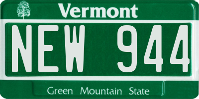 VT license plate NEW944