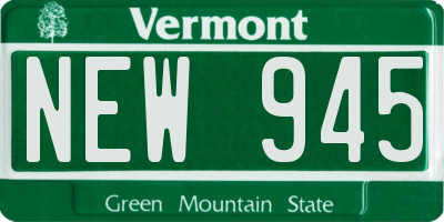 VT license plate NEW945