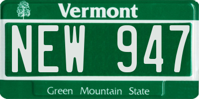 VT license plate NEW947