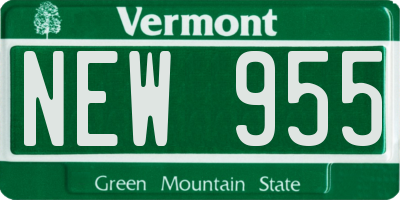 VT license plate NEW955