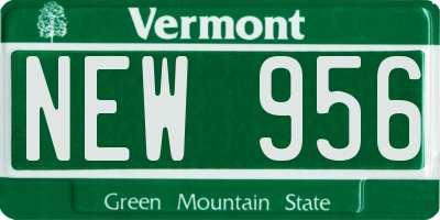 VT license plate NEW956