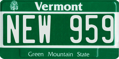 VT license plate NEW959